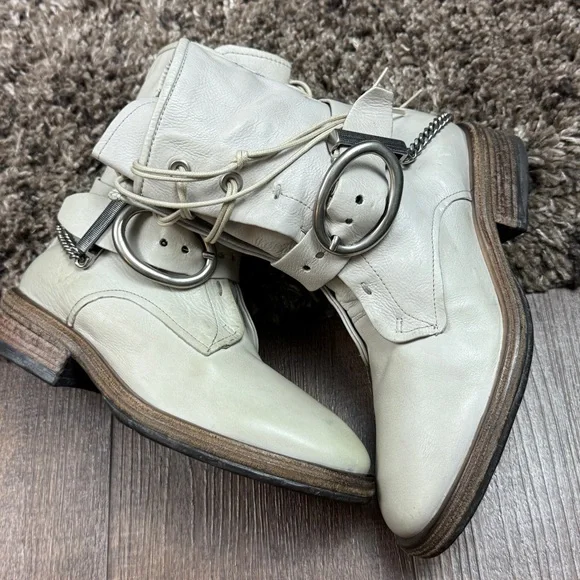 A.S.98 Faust Off-White Lace-Up Moto Leather Boots 
Size 37EU Women - Picture 4 of 16